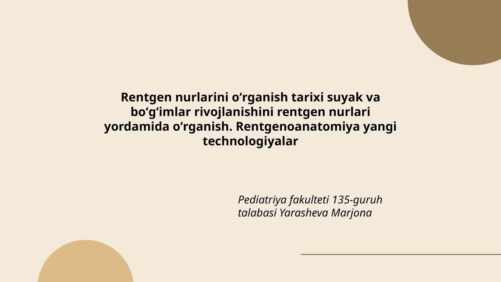 Rentgen nurlarini oʻrganish tarixi suyak va boʻgʻimlar rivojlanishini rentgen nurlari yordamida oʻrganish