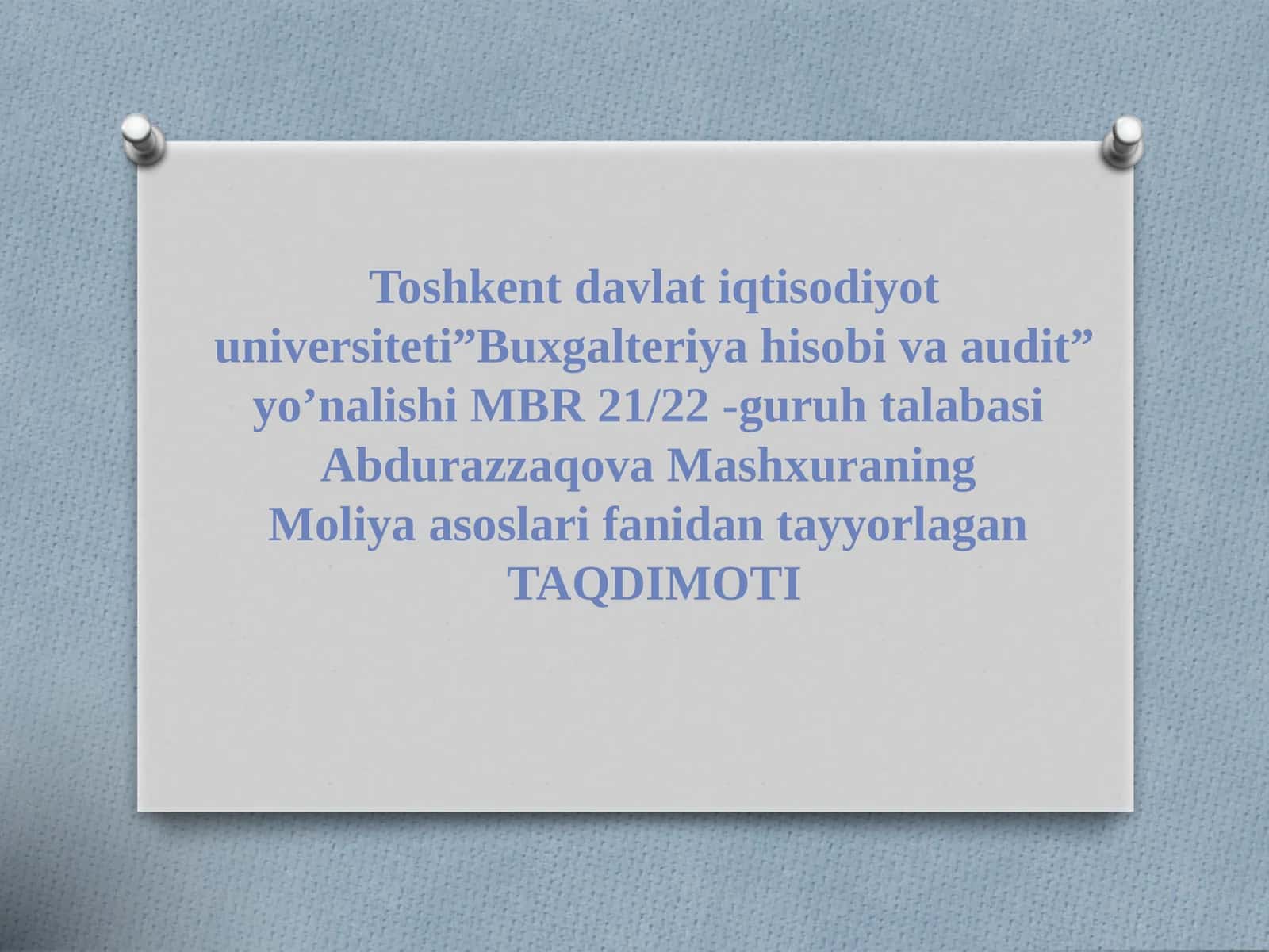 Pulning joriy va kelgusi davoq qiymati