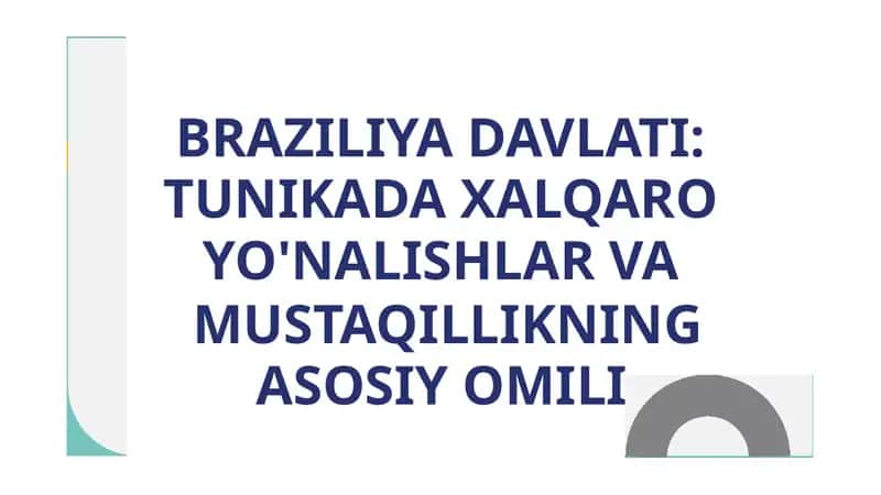 BRAZILIYA DAVLATI: TUNIKADA XALQARO YO'NALISHLAR VA MUSTAQILLIKNING ASOSIY OMILI