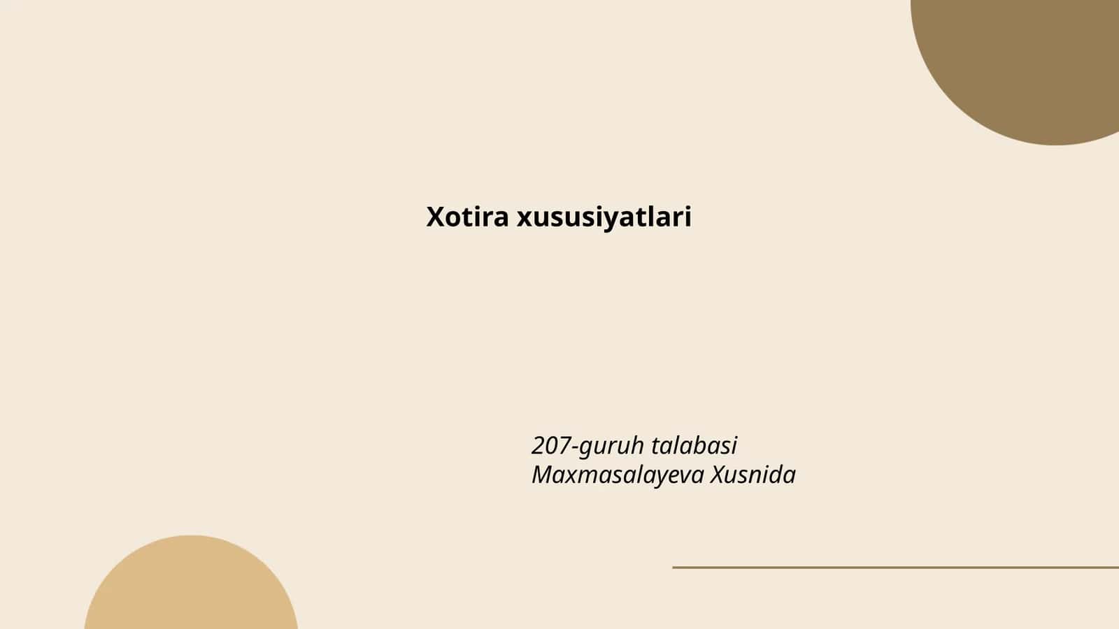 Xotira xususiyatlari