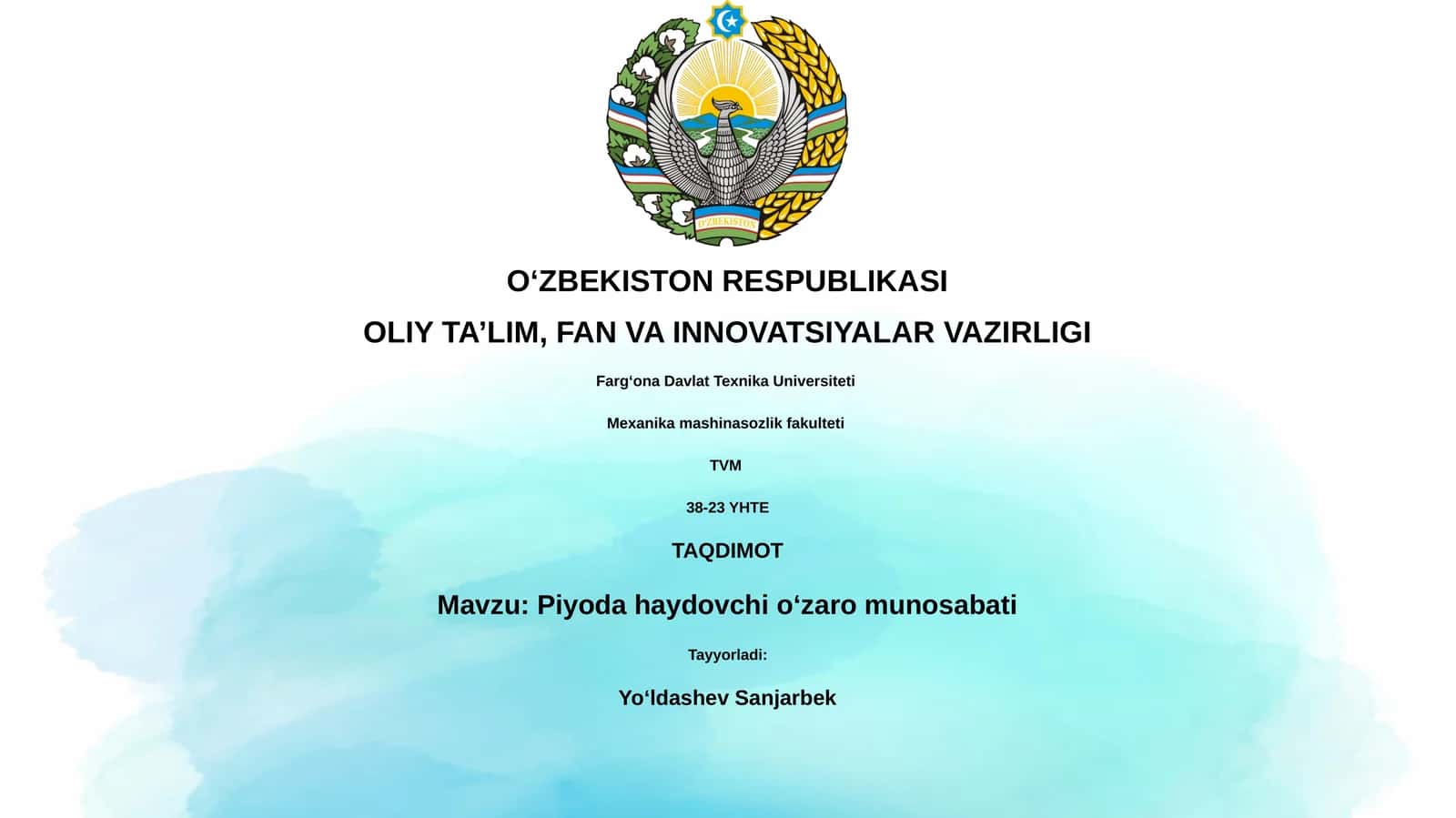 Piyoda haydovchi oʻzaro munosabati