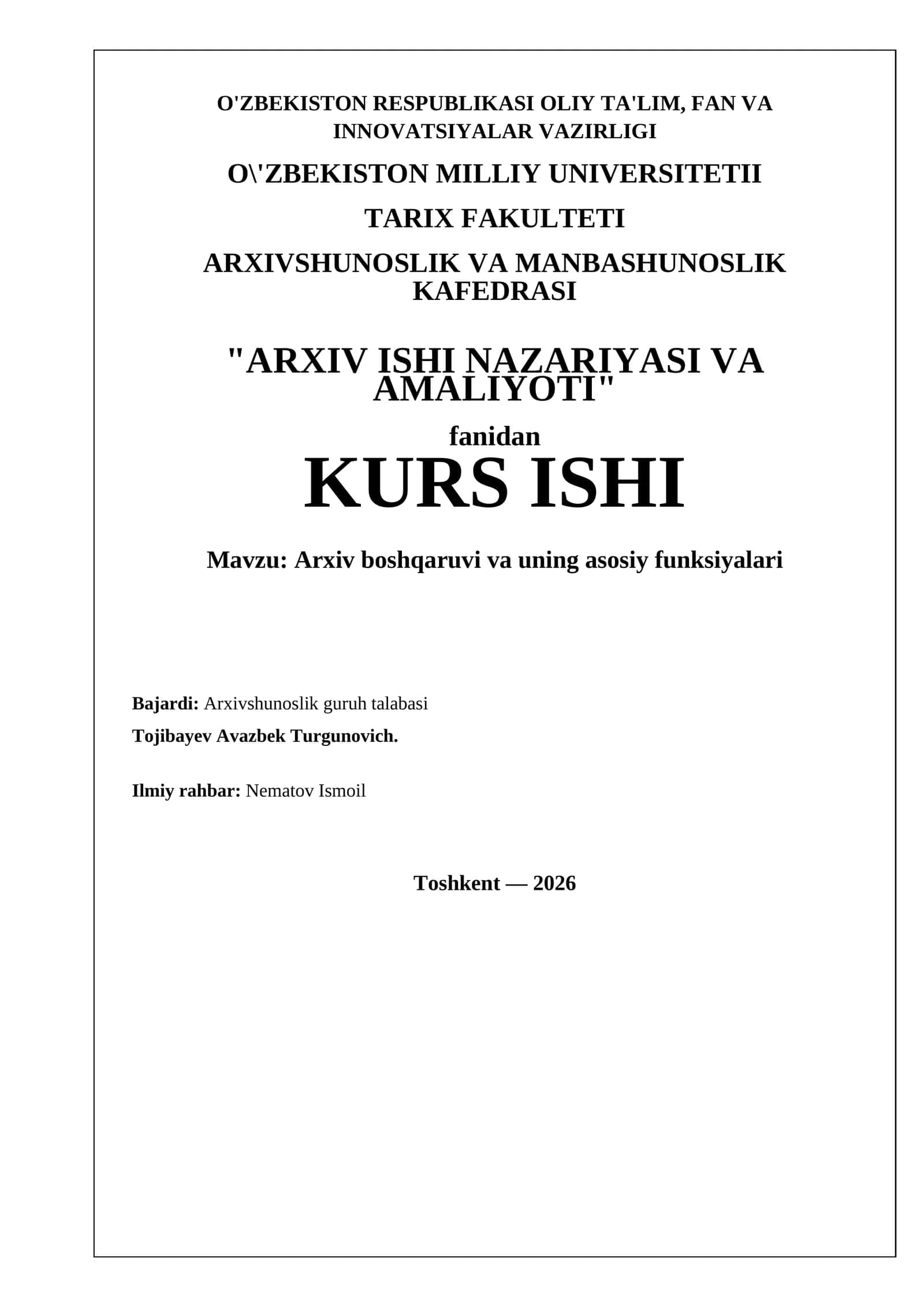 Arxiv boshqaruvi va uning asosiy funksiyalari