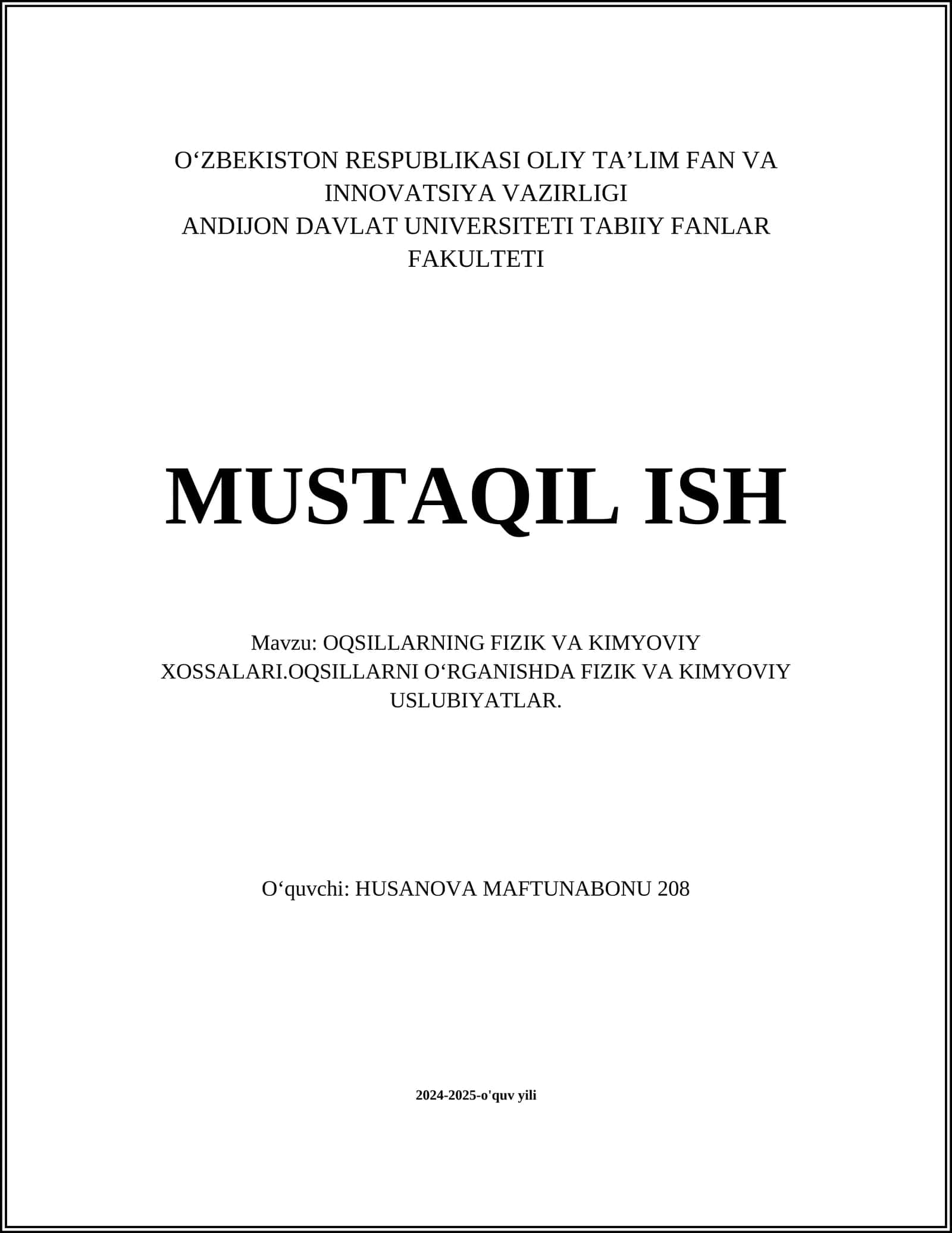 Oqsillarning molekulyar tuzilishi