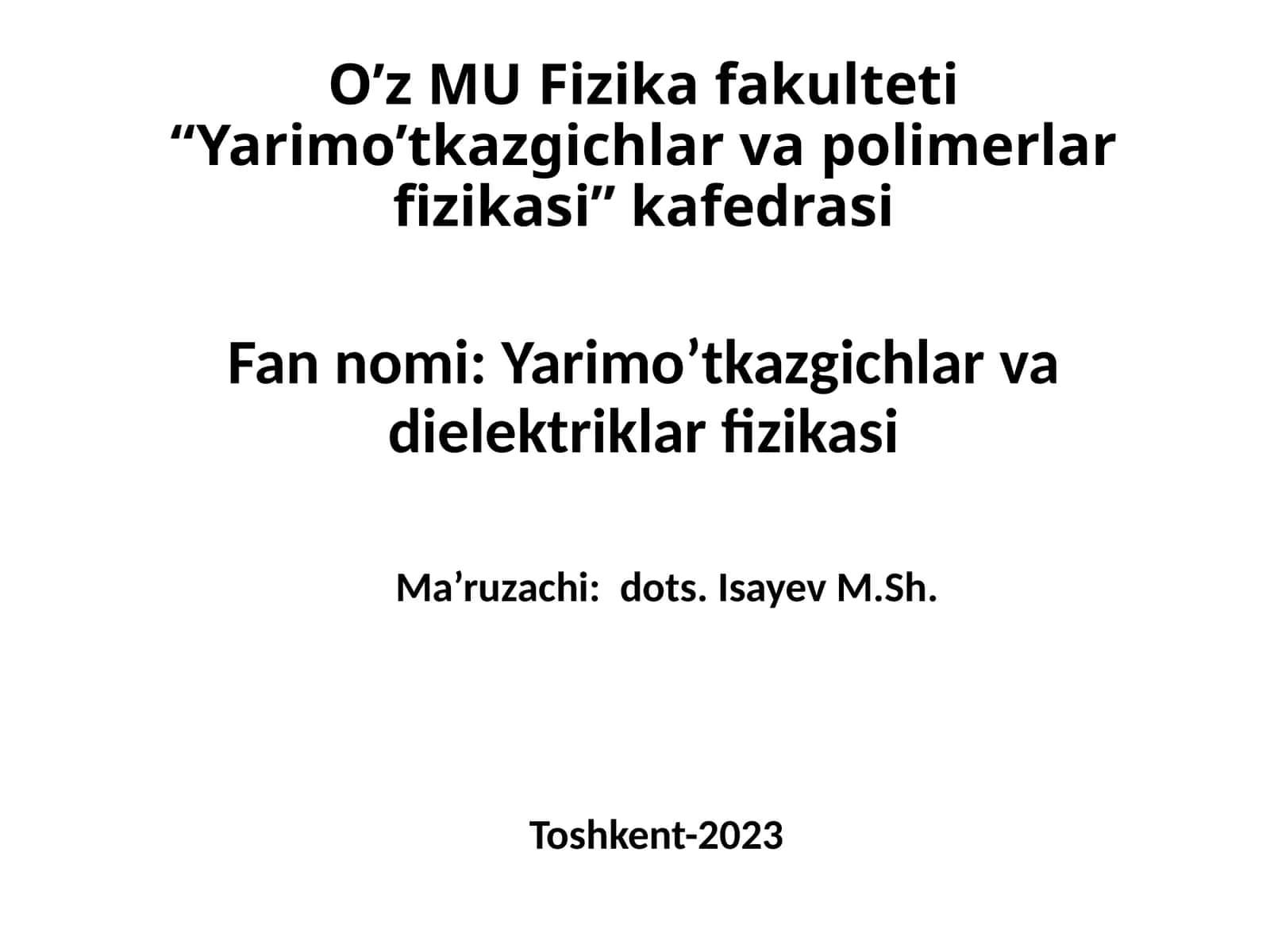 KRISTALL PANJARA. YARIMO’TKAZGICHLARNING ELEKTR O’TKAZUVCHANLIGI