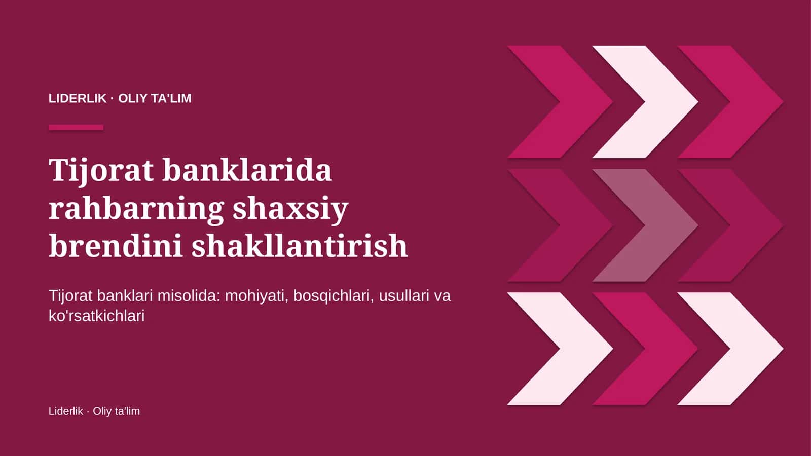 Tijorat banklarida rahbarning shaxsiy brendini shakllantirish
