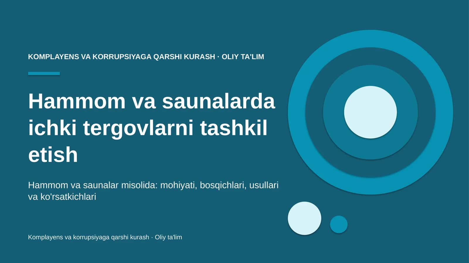 Hammom va saunalarda ichki tergovlarni tashkil etish