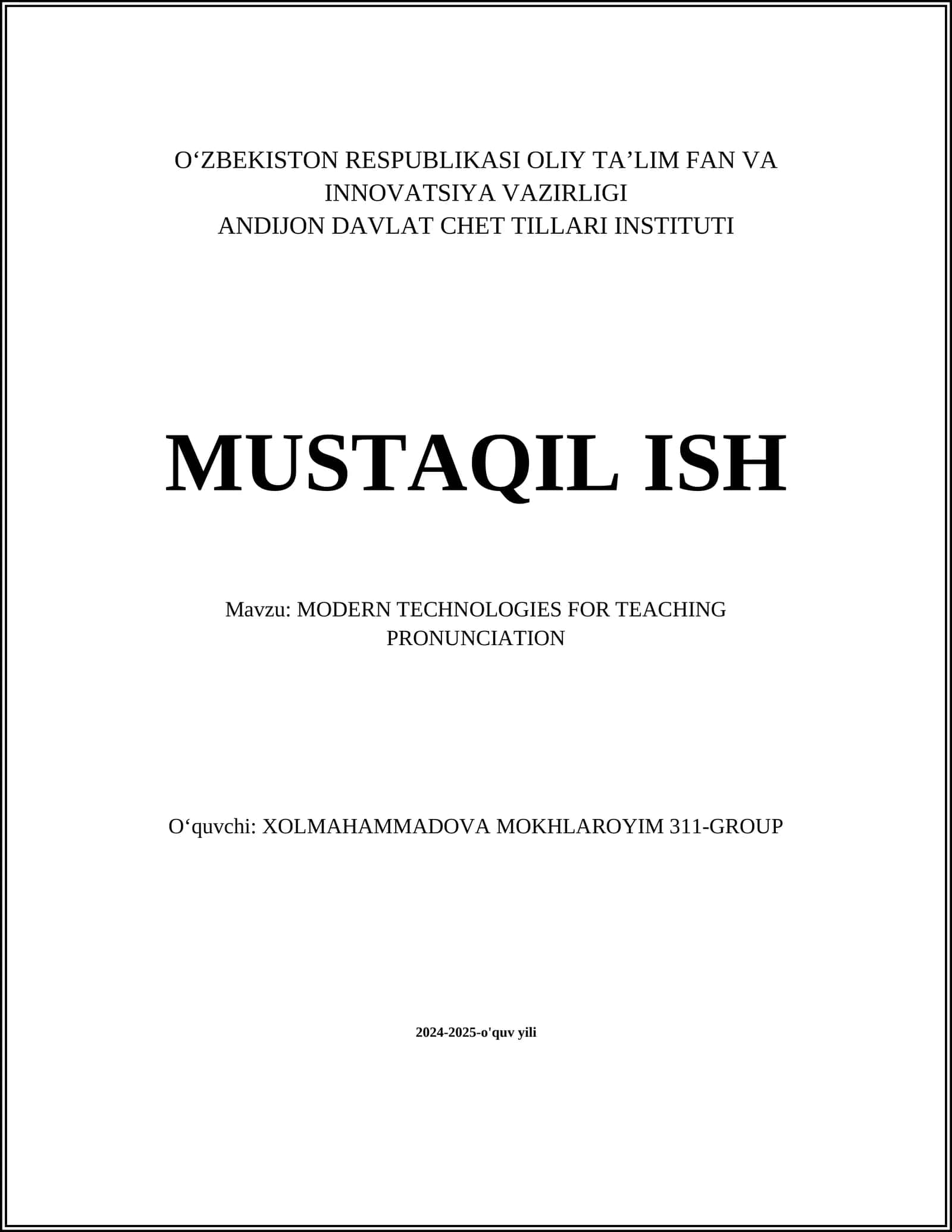 MODERN TECHNOLOGIES FOR TEACHING PRONUNCIATION