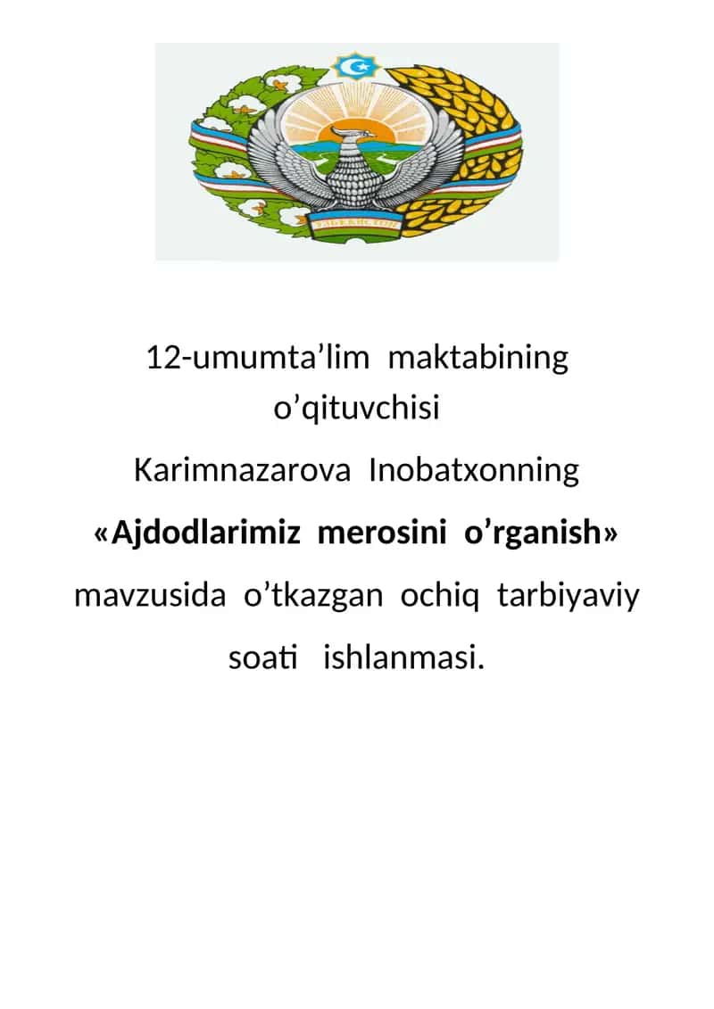 Ajdodlarimiz merosini o’rganish