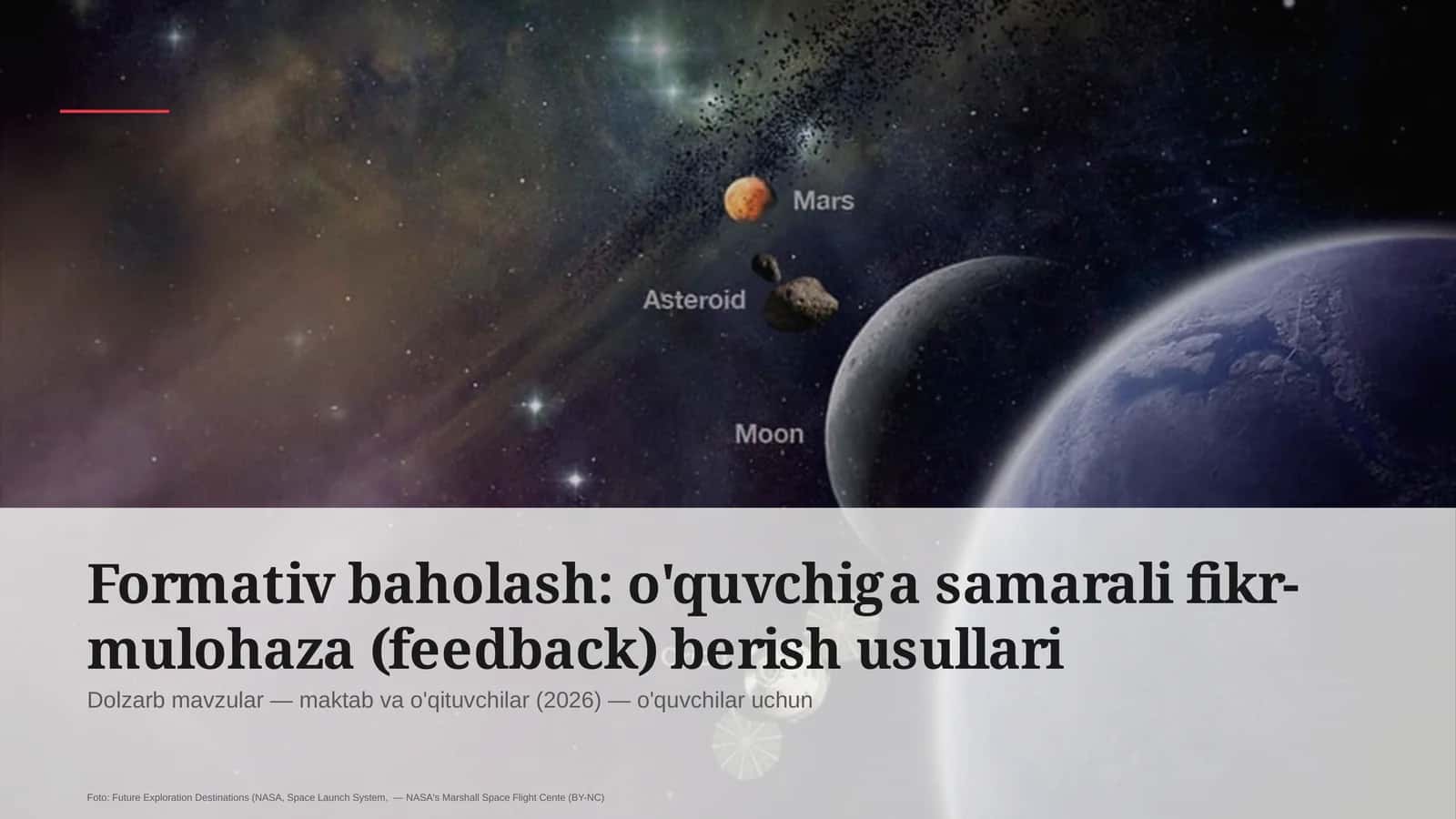 Formativ baholash: o'quvchiga samarali fikr-mulohaza (feedback) berish usullari
