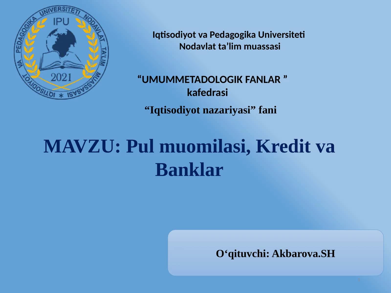 Pul muomilasi, Kredit va Banklar