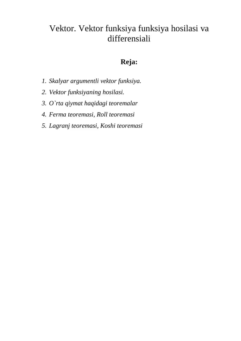 Vektor funksiya