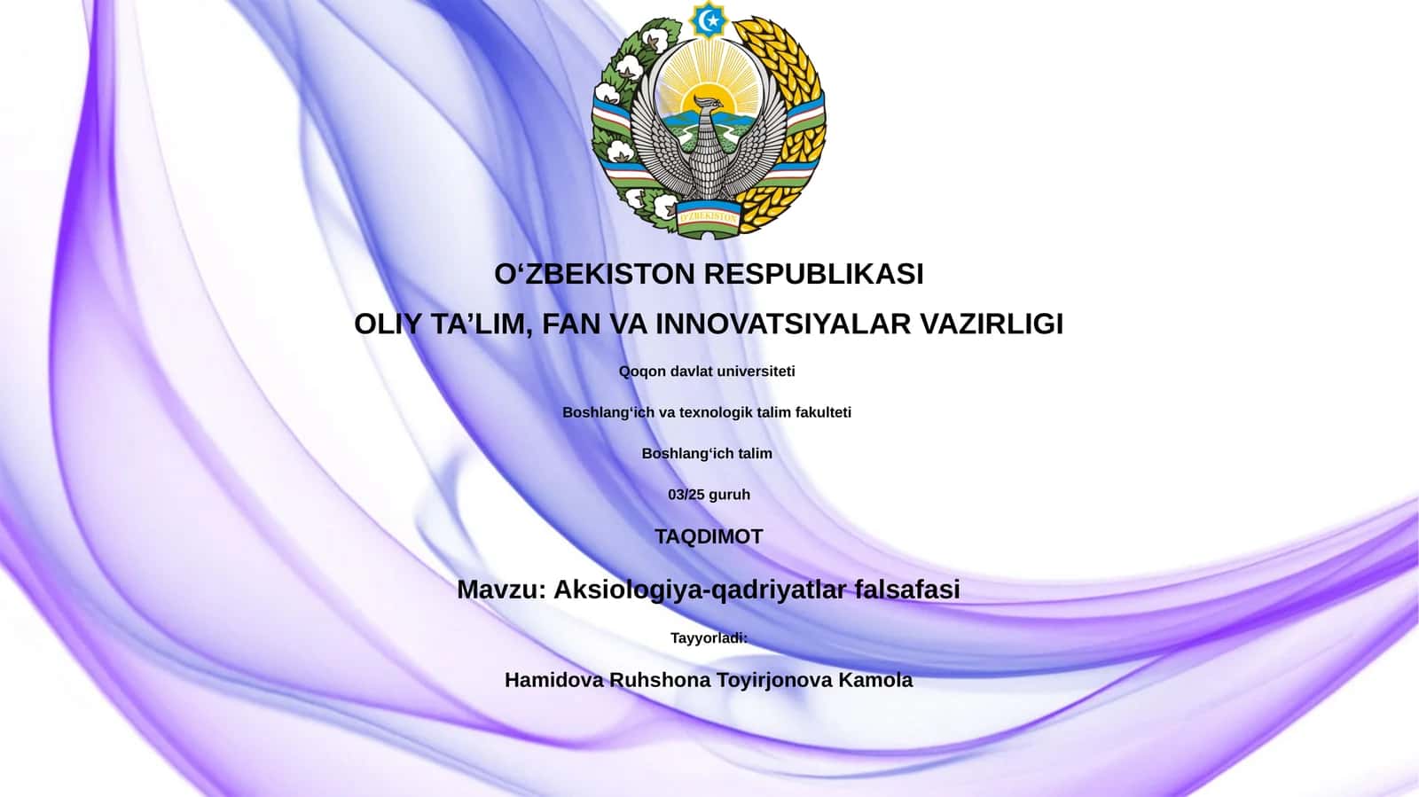 Aksiologiya-qadriyatlar falsafasi