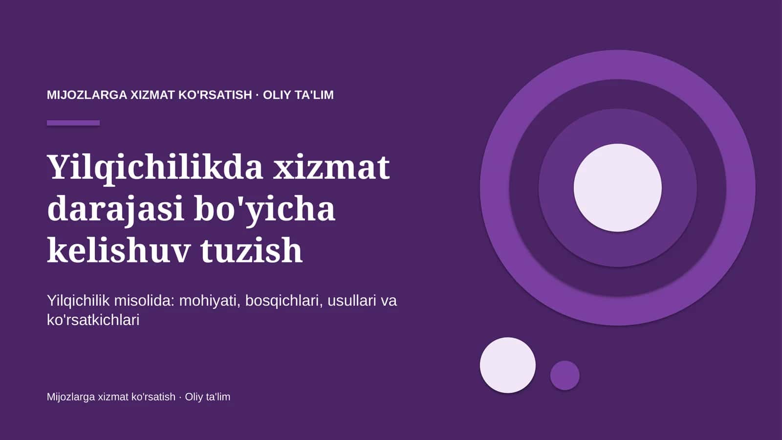 Yilqichilikda xizmat darajasi bo'yicha kelishuv tuzish