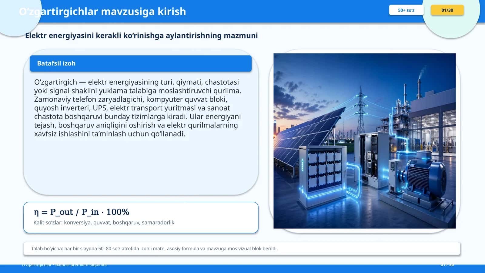 O‘zgartirgichlar mavzusiga kirish