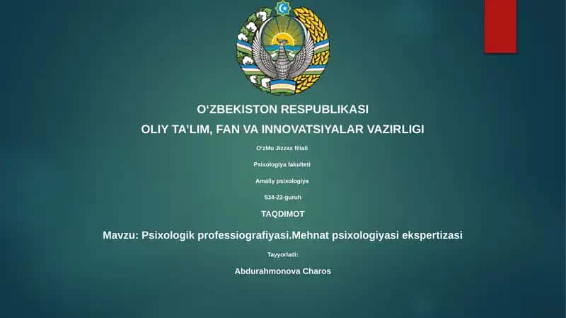 Psixologik professiografiyasi.Mehnat psixologiyasi ekspertizasi