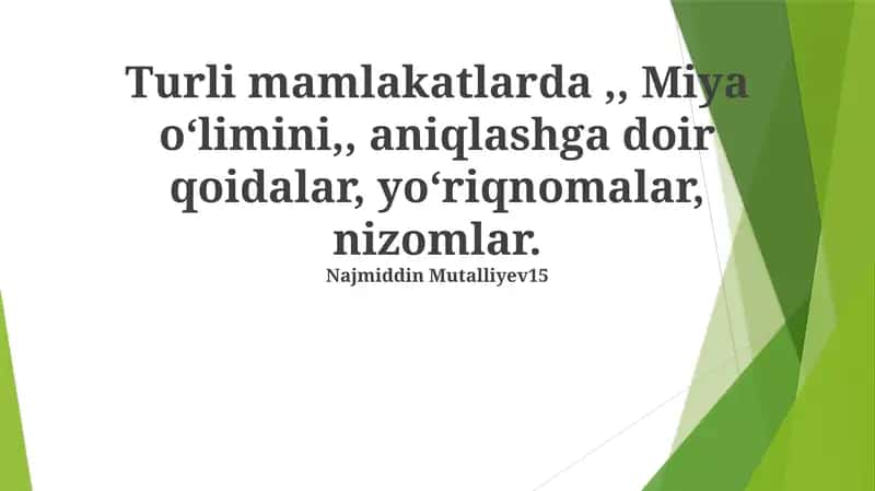 Miya o'limining axloqiy va huquqiy jihatlar