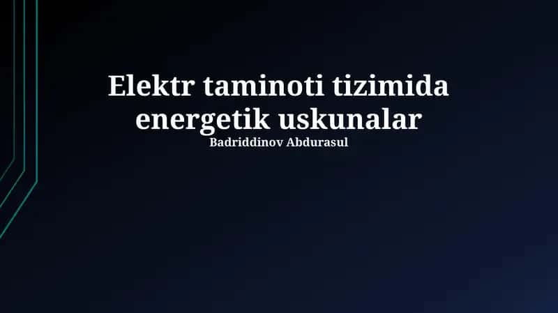 Past kuchlanishli tarqatish tizimlari