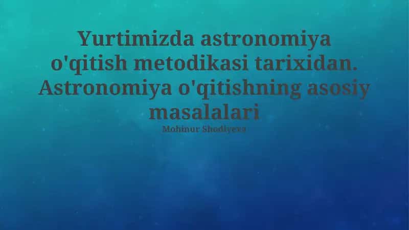 Astronomiya ta'limi tarixidan