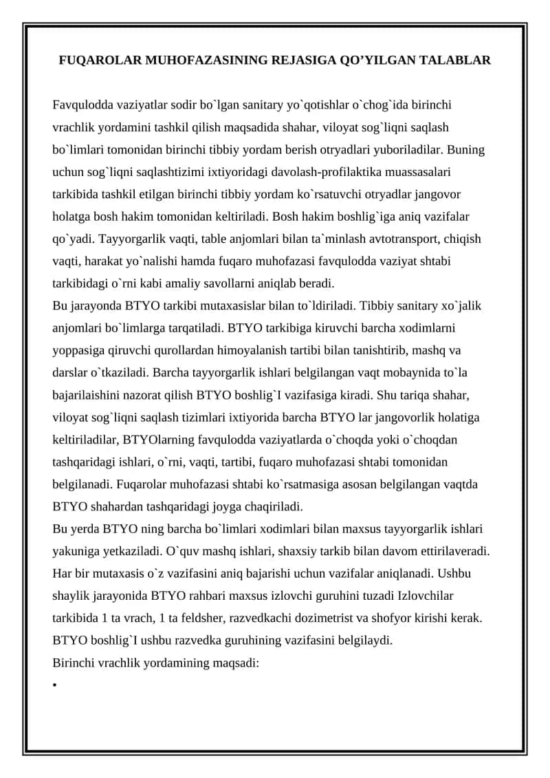 FUQAROLAR MUHOFAZASINING REJASI