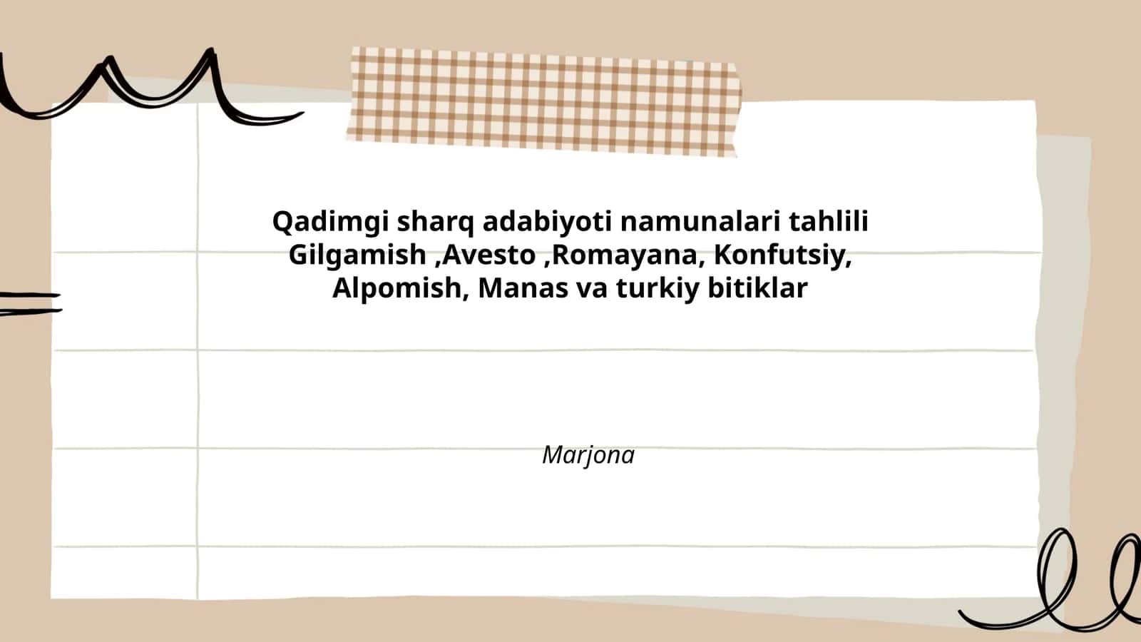 Qadimgi sharq adabiyoti namunalari tahlili