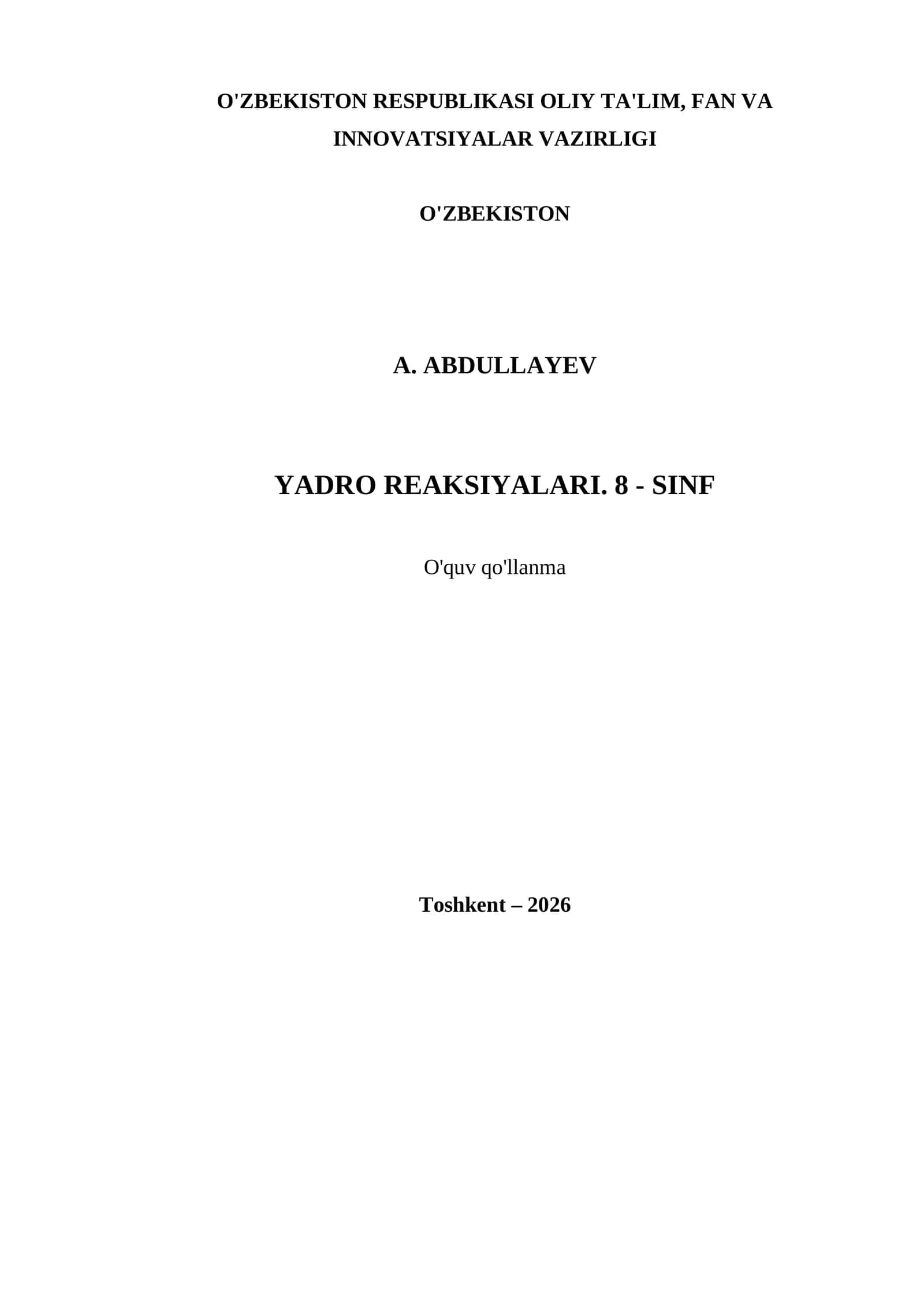 YADRO REAKSIYALARI. 8 - SINF
