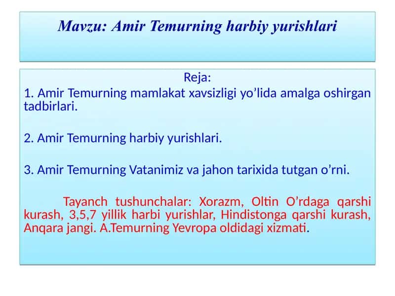 Amir Temurning harbiy yurishlari