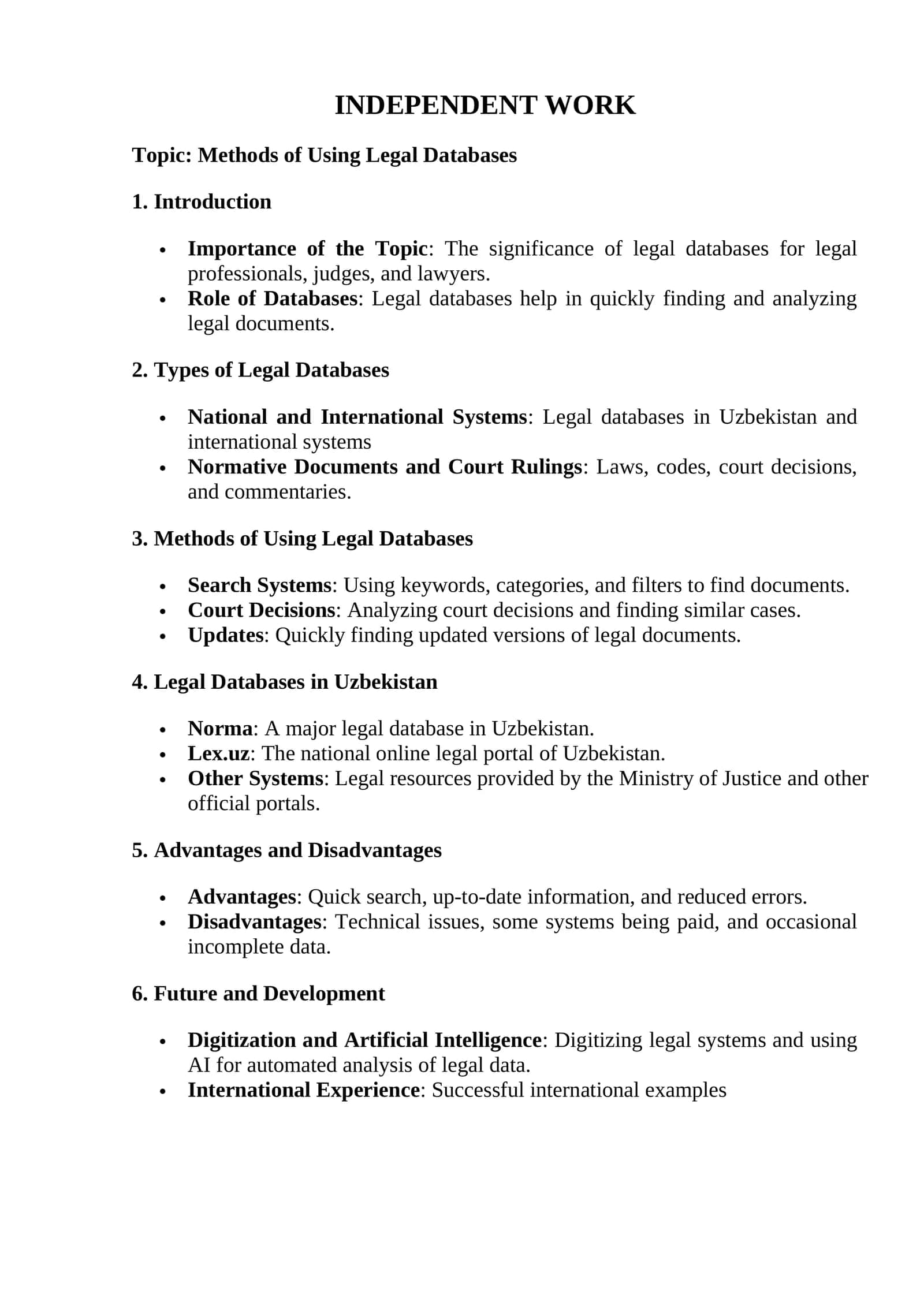 Methods of Using Legal Databases