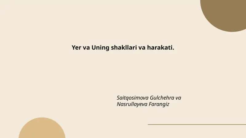 Yer va Uning shakllari va harakati