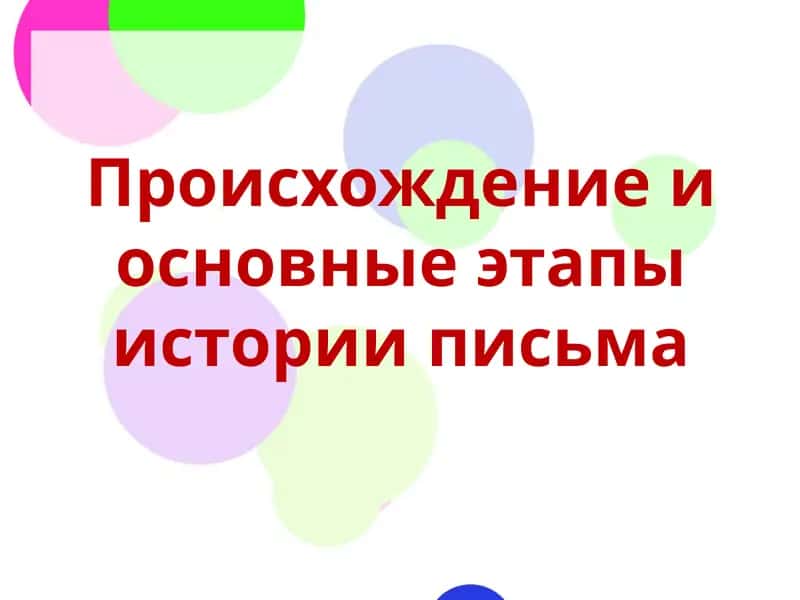 Происхождение и основные этапы истории письма