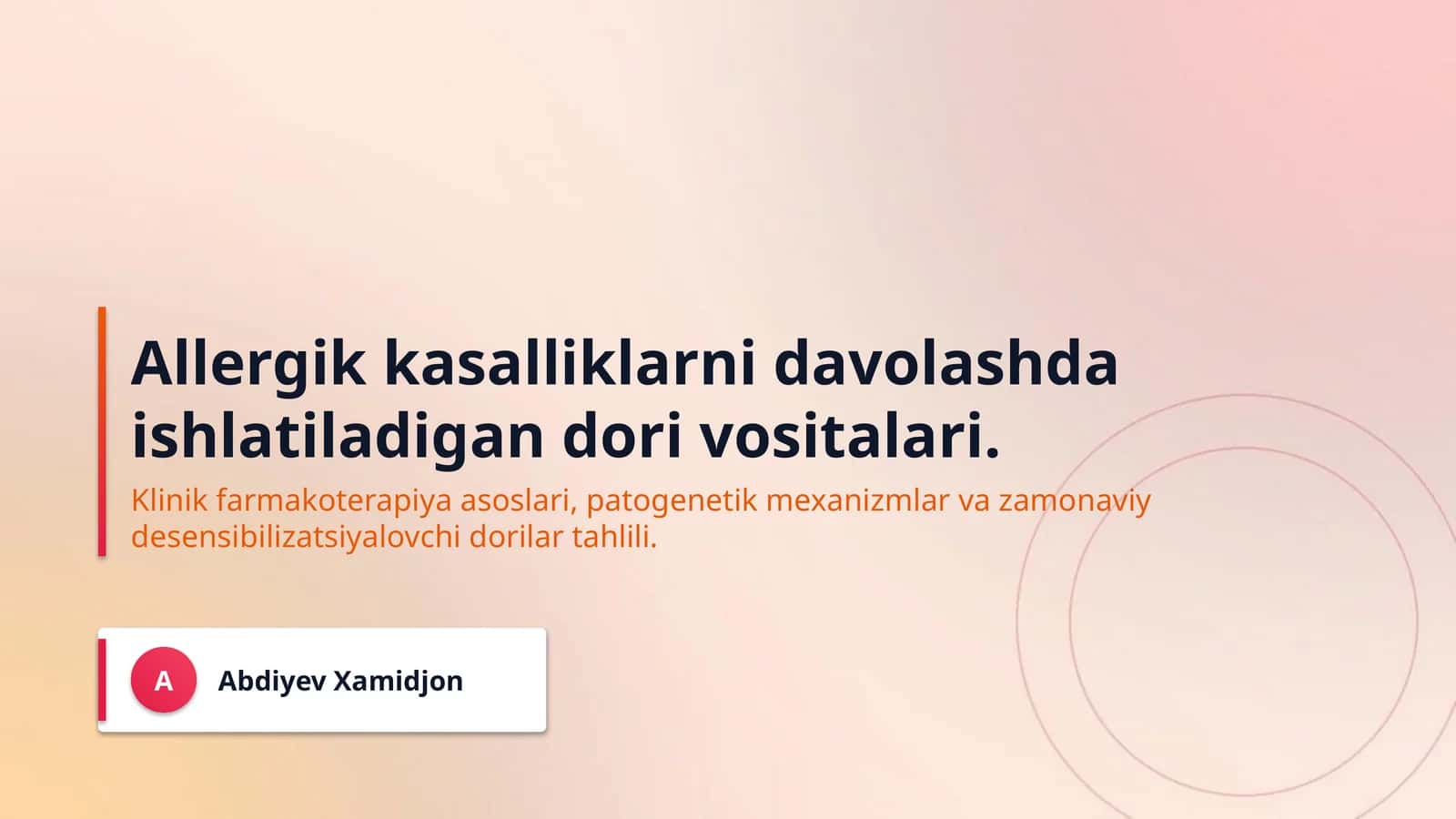Allergik kasalliklarni davolashda ishlatiladigan dori vositalari.