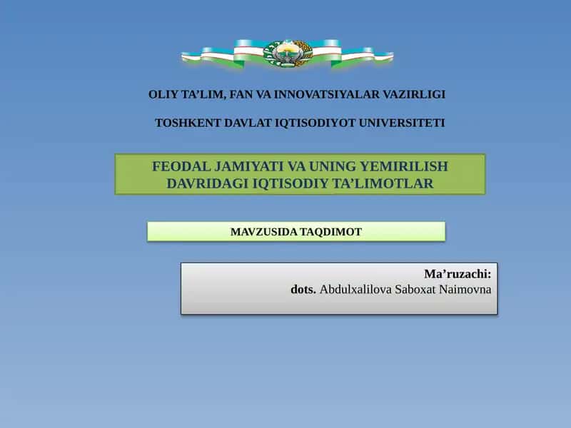 Feodal jamiyat va uning yemirlilishi
