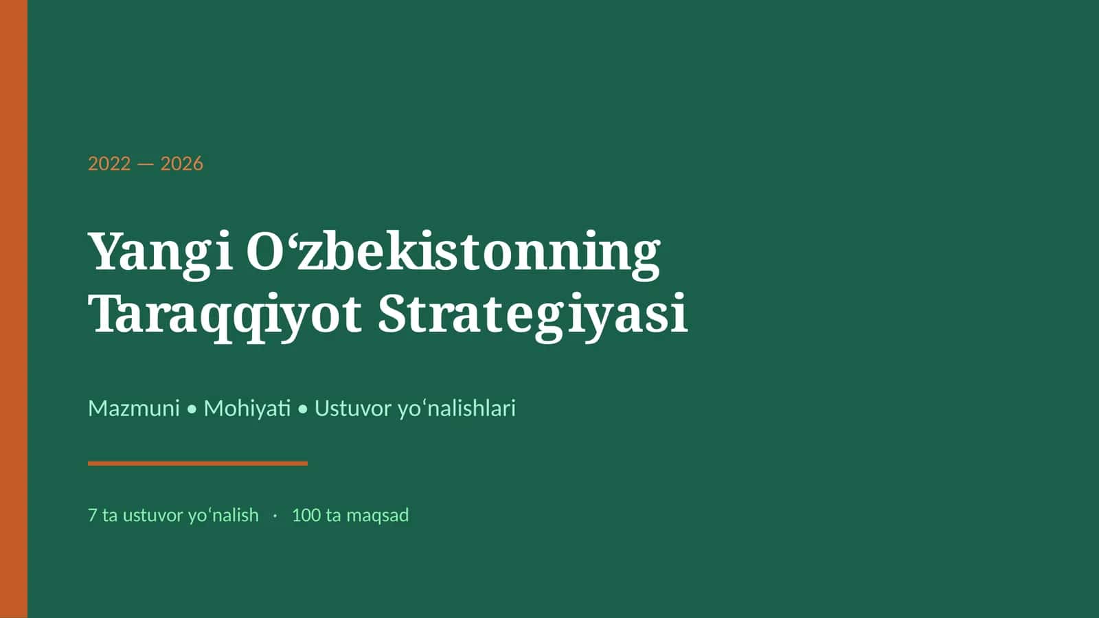 Yangi O‘zbekistonning Taraqqiyot Strategiyasi (2022-2026)