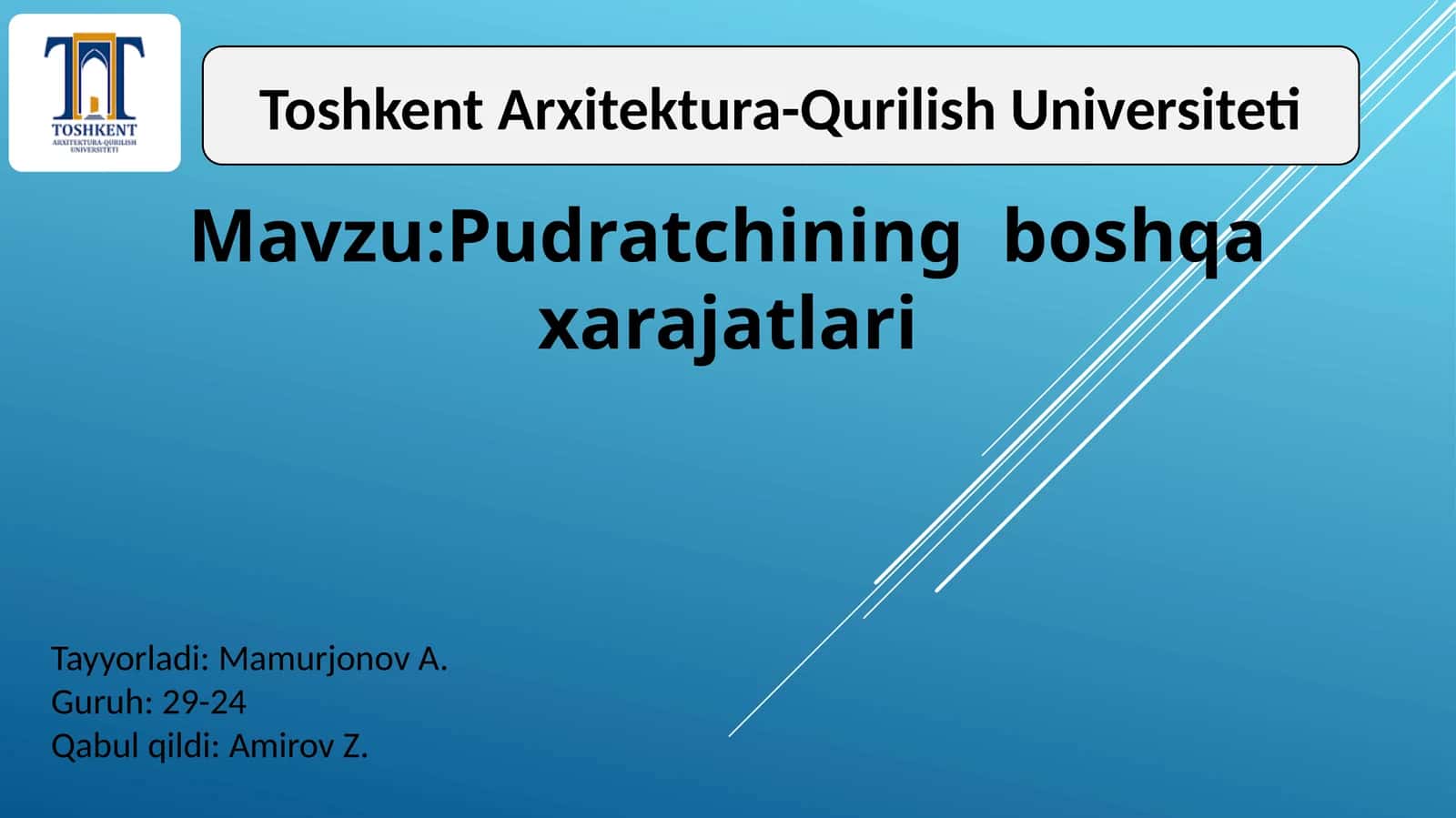 Pudratchining boshqa xarajatlari