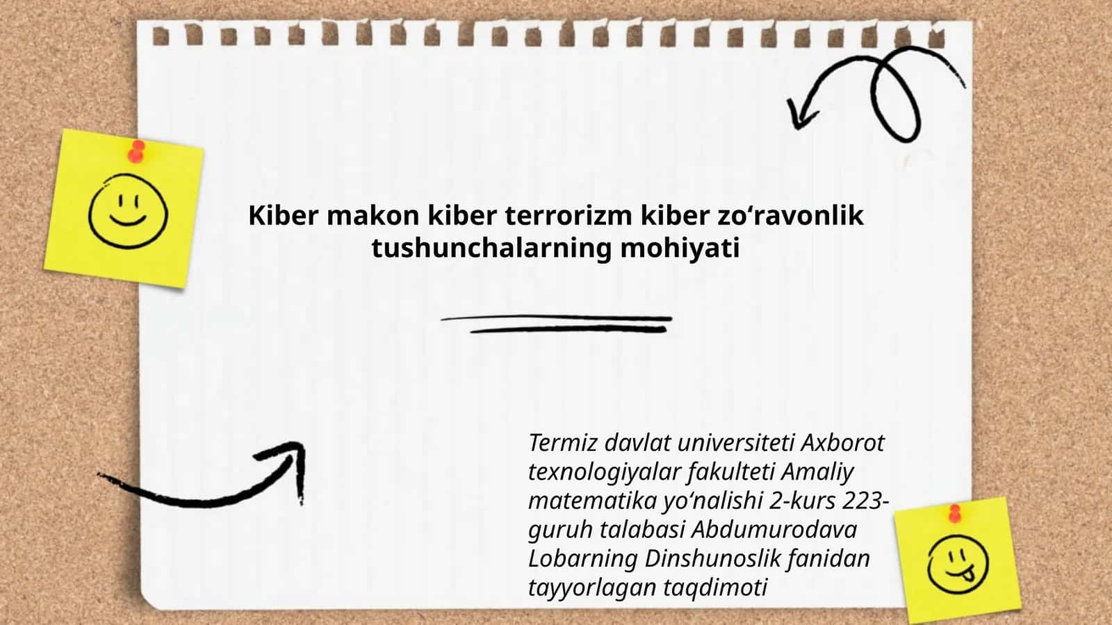 Dinshunoslik fanidan tayyorlagan taqdimoti