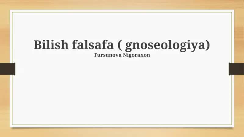 Bilish falsafa (gnoseologiya)