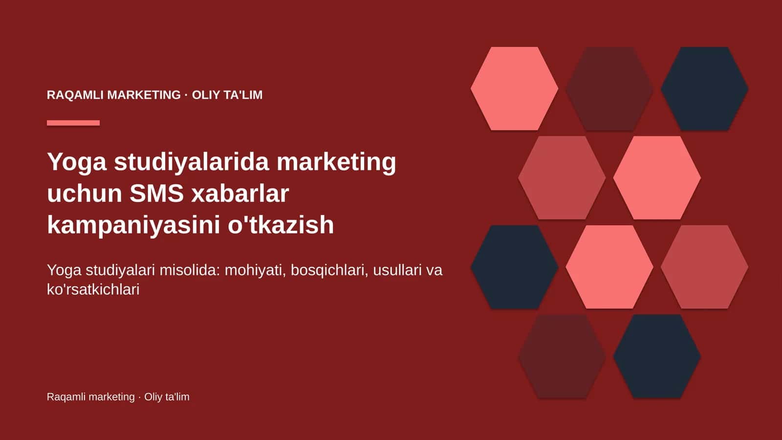 yoga studiyalarida marketing uchun sms xabarlar kampaniyasini o'tkazish 9120