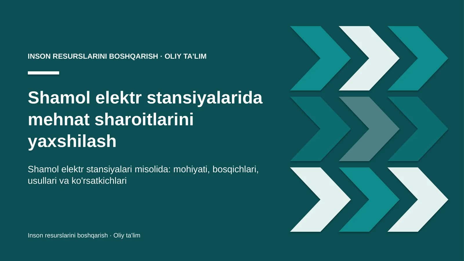 Shamol elektr stansiyalarida mehnat sharoitlarini yaxshilash