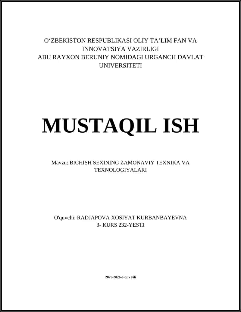 Zamonaviy tikuv mashinalari va ularning avtomatlashtirilgan tizimlari