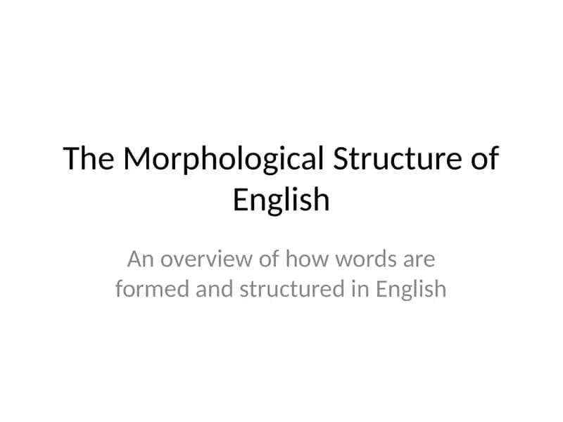 The Morphological Structure of English
