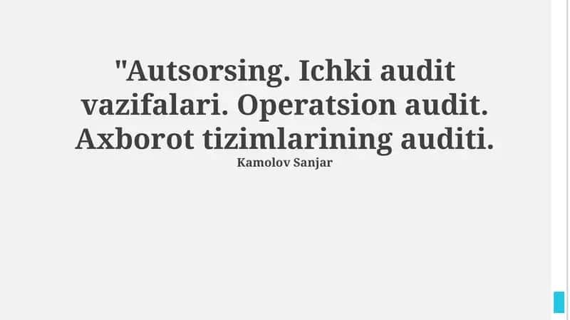 Operatsion audit va Ichki Audit Vazifalari