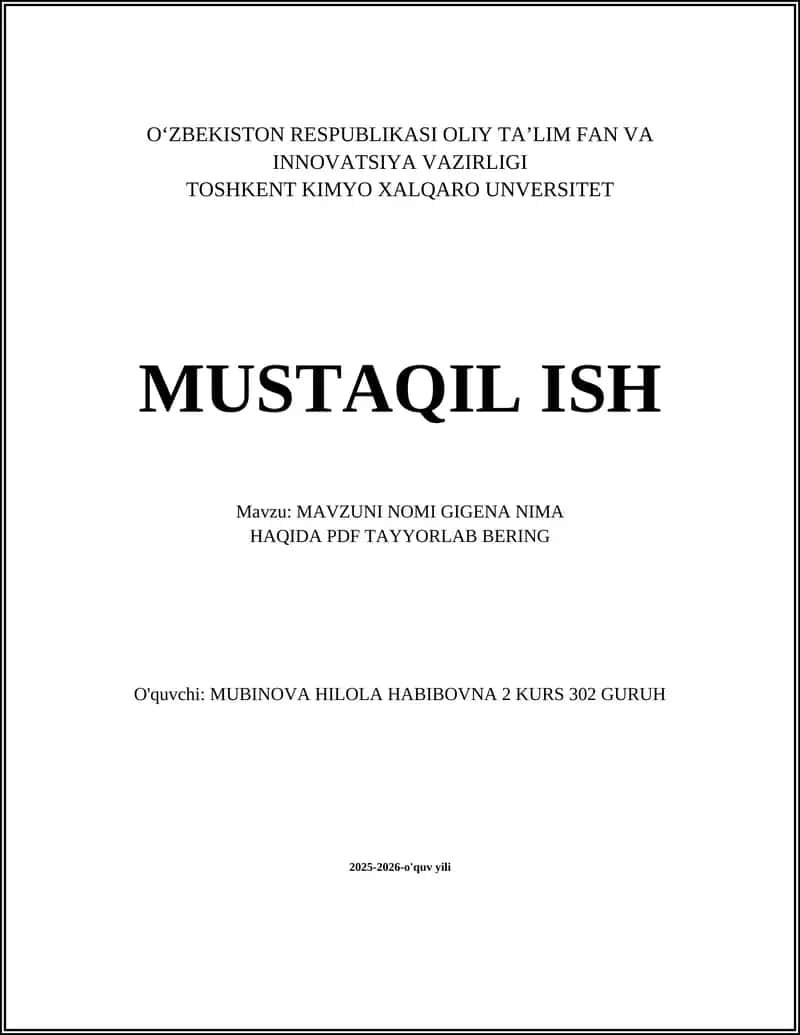 GIGIENA NIMA HAQIDA PDF TAYYORLAB BERING