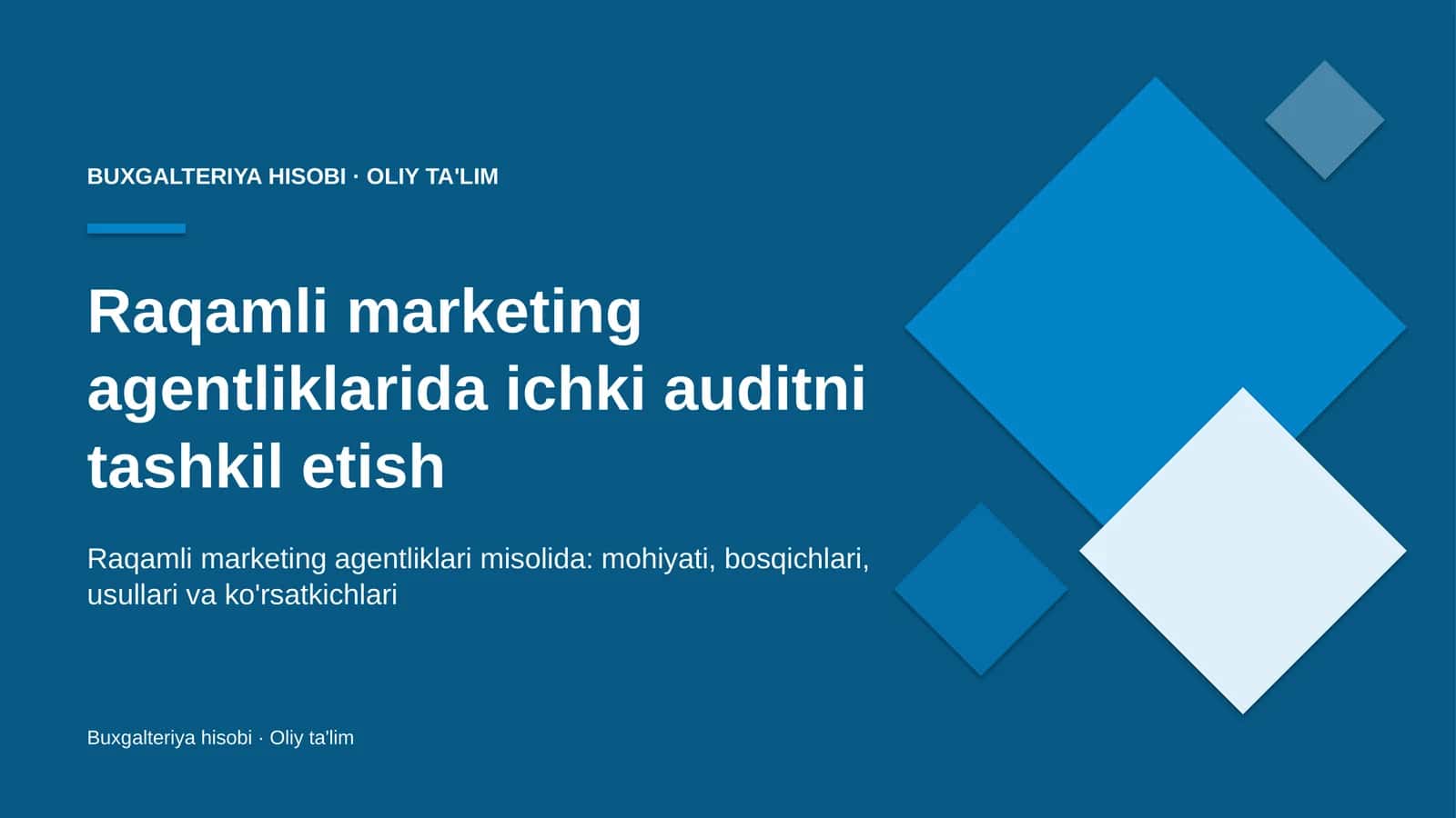 Raqamli marketing agentliklarida ichki auditni tashkil etish