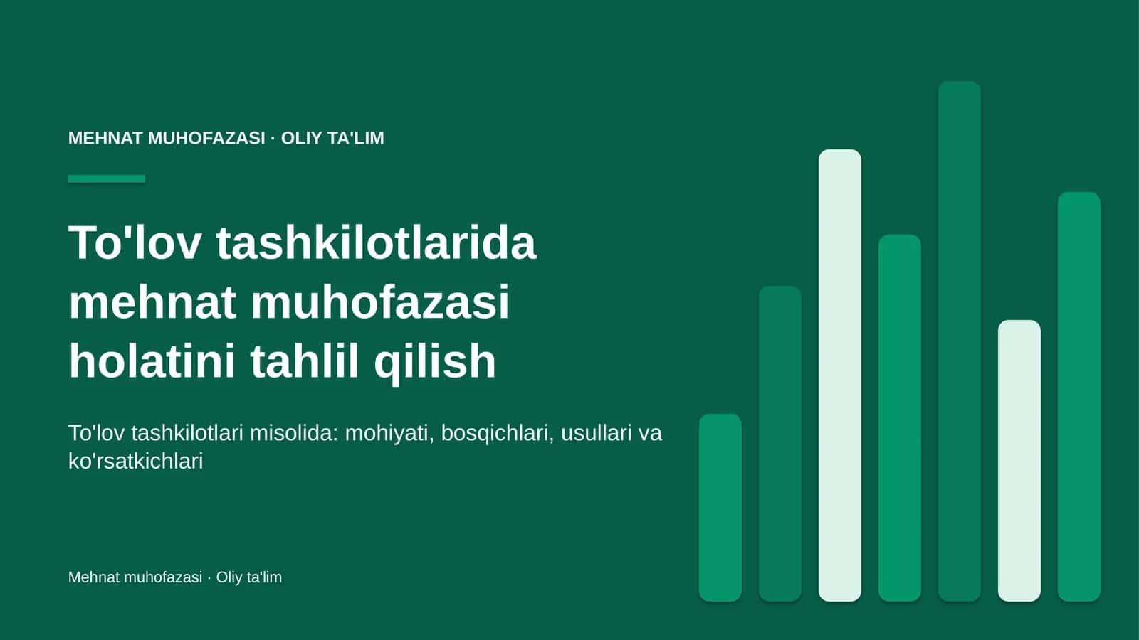 To'lov tashkilotlarida mehnat muhofazasi holatini tahlil qilish