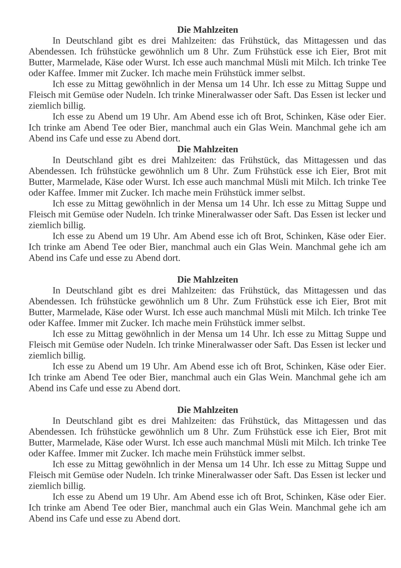Die Mahlzeiten