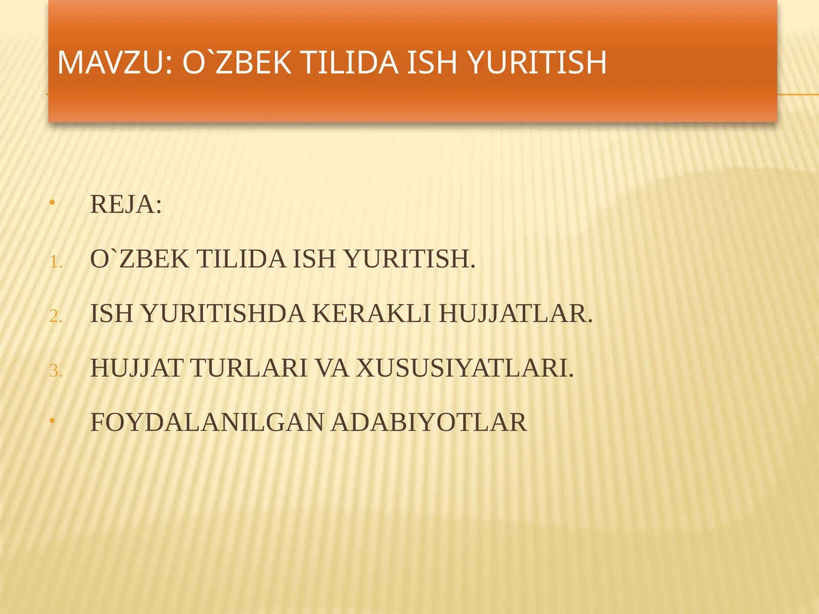 O`zbek tilida ish yuritish