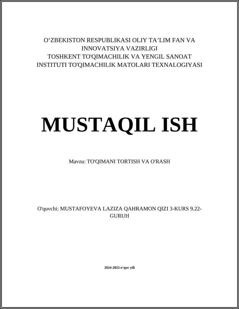 TO'QIMANI TORTISH VA O'RASH