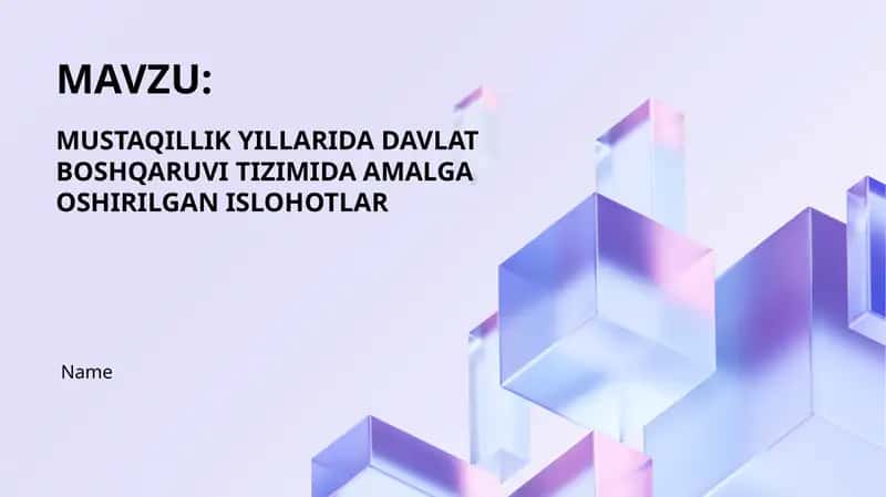 MUSTAQILLIK YILLARIDA DAVLAT BOSHQARUVI TIZIMIDA AMALGA OSHIRILGAN ISLOHOTLAR