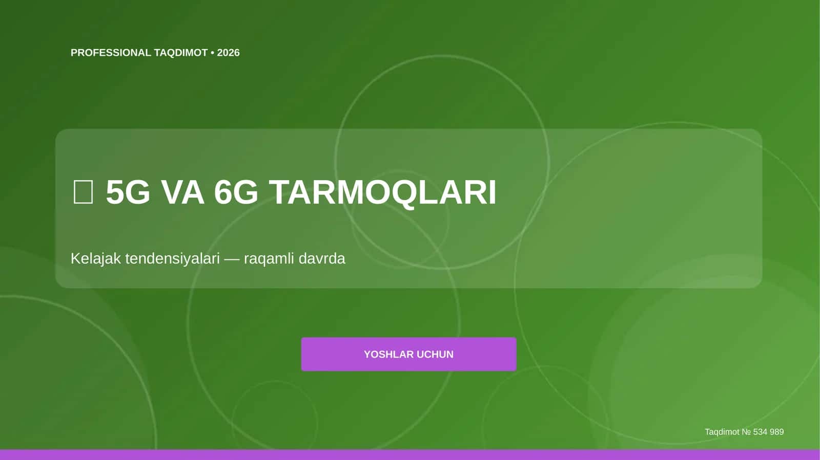 5G va 6G tarmoqlari: kelajak tendensiyalari (raqamli davrda) [yoshlar uchun]