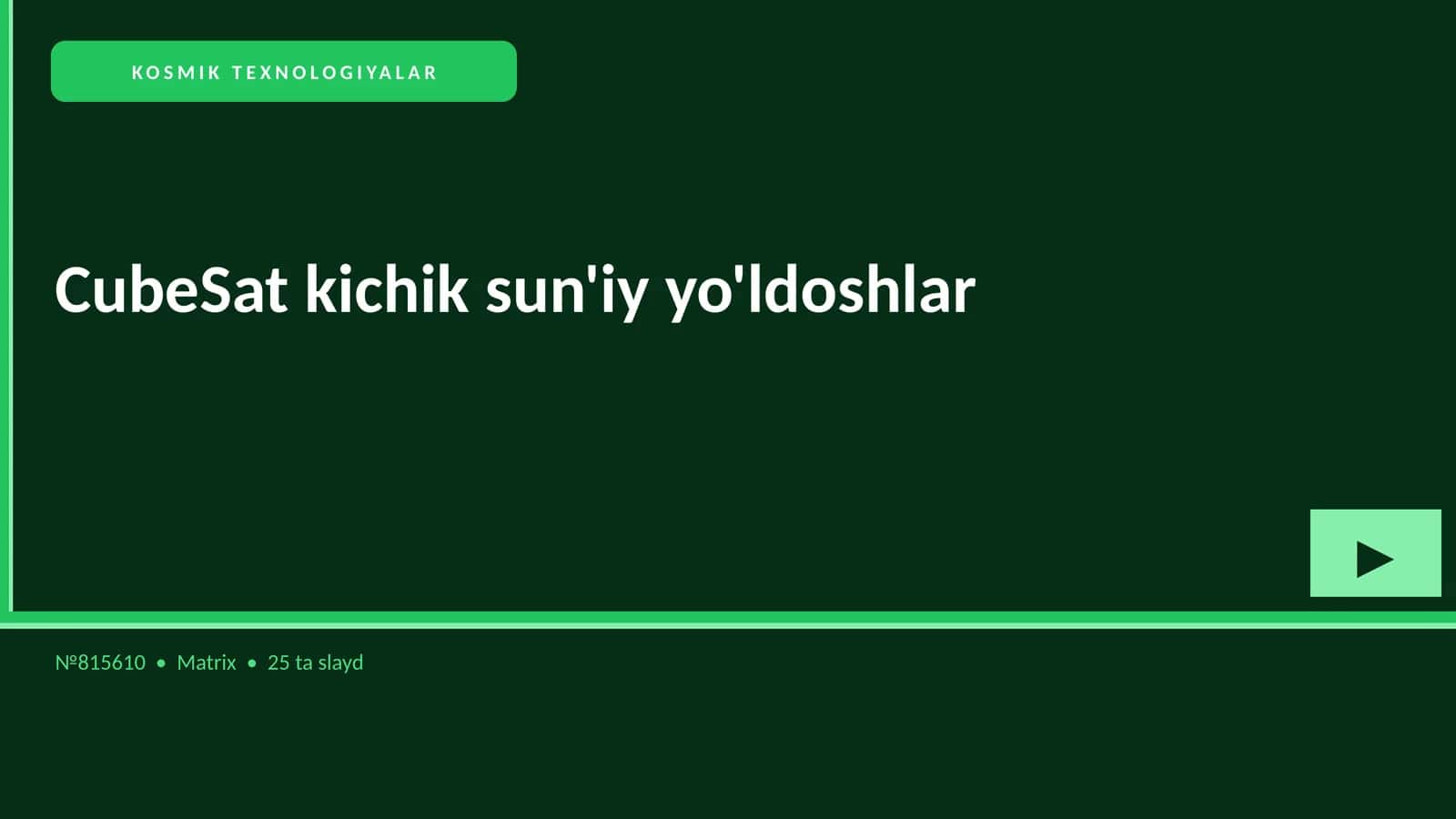 CubeSat kichik sun'iy yo'ldoshlar