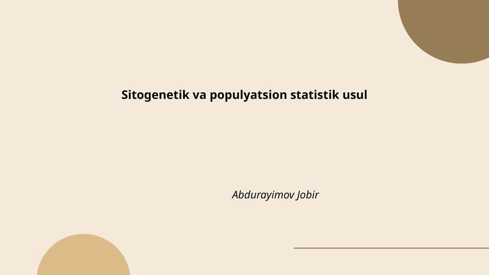 Sitogenetik va populyatsion statistik usul